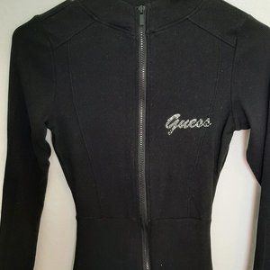 GUESS black ribbed fitted jumpsuit, size xs